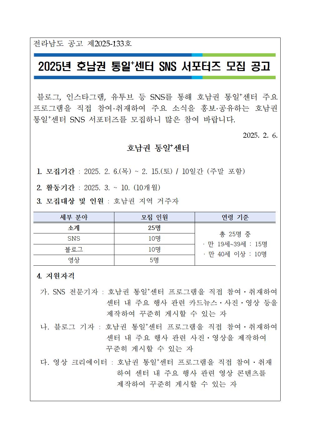 SNS 서포터즈 모집 공고001