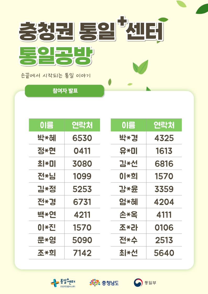 725 통일공방 참여자 포스터