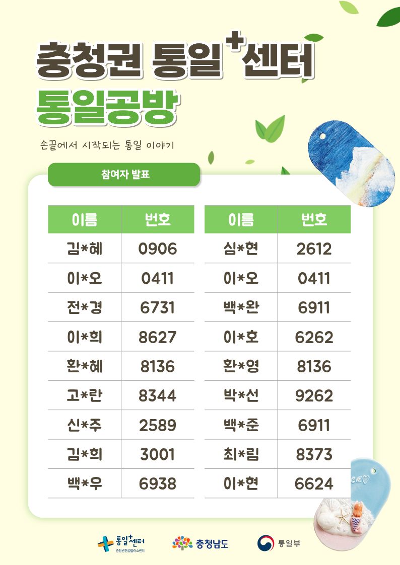 통일공방 5월 1차 추첨명단
